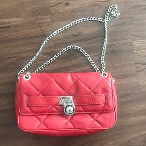 Michael Kors Hamilton red quilted flap bag